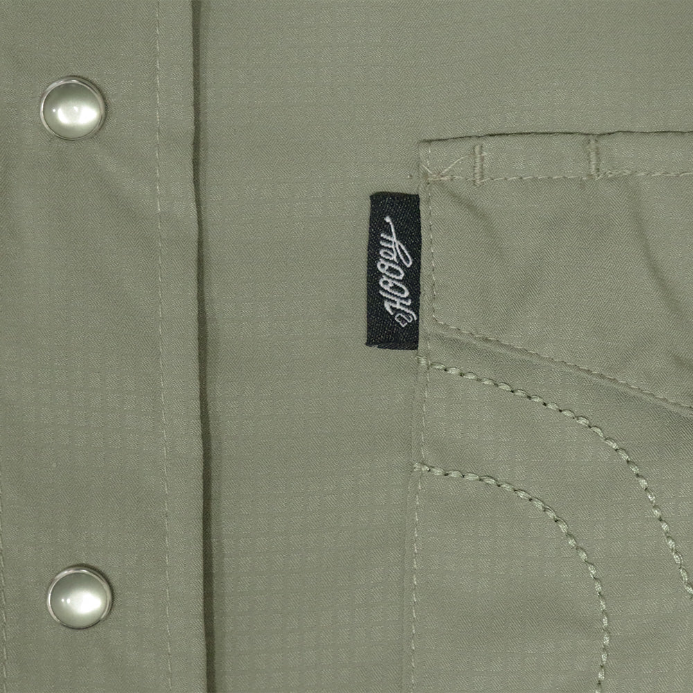 YOUTH "Sol" Olive Green Short Sleeve Pearl Snap Shirt