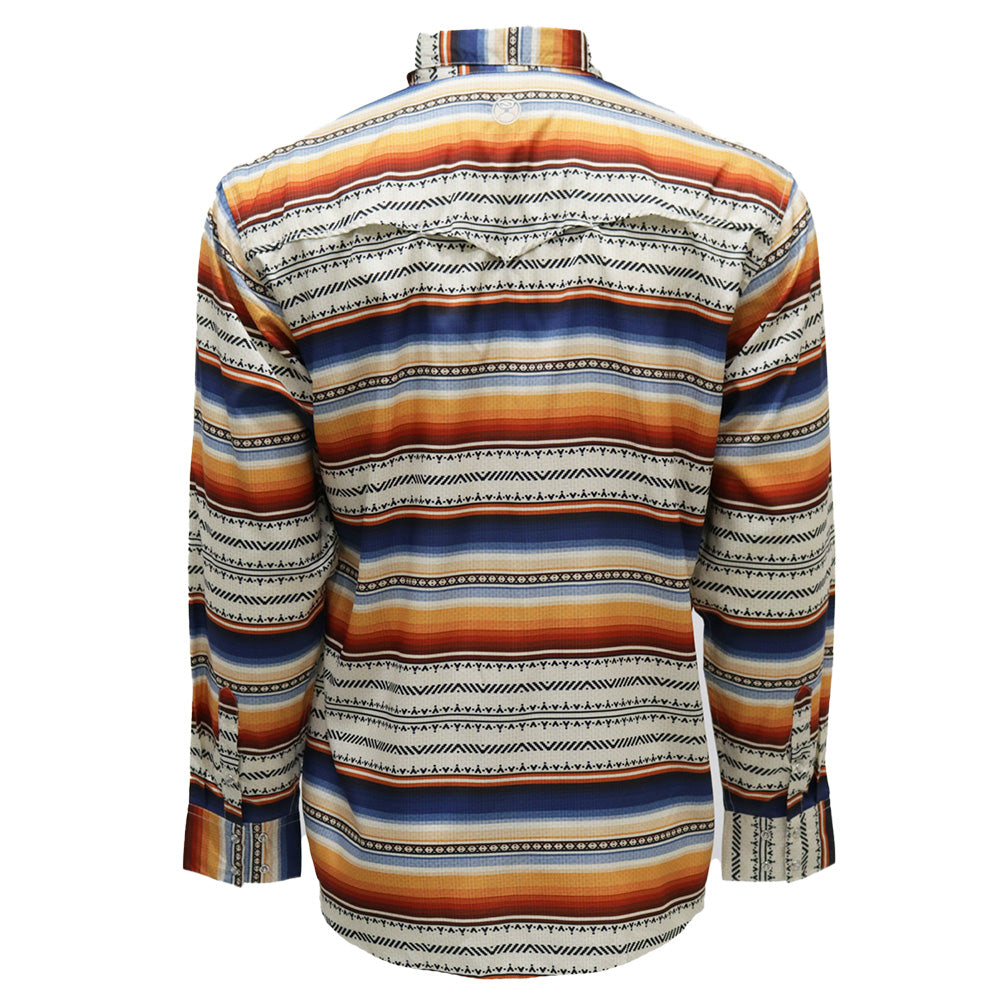 "Sol" Multi-Color Serape Long Sleeve Pearl Snap Shirt