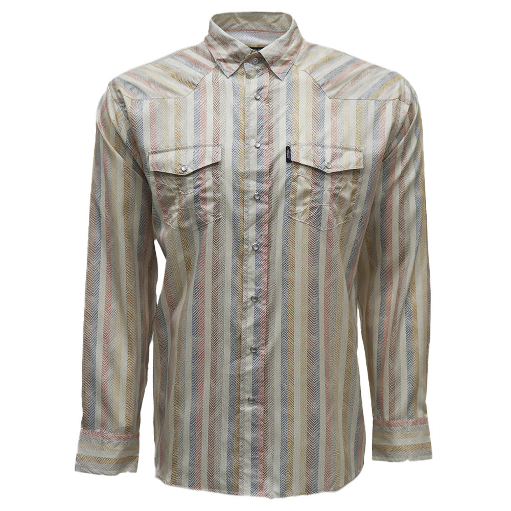 "Sol" Multi-Color Baja Stripe Long Sleeve Pearl Snap Shirt
