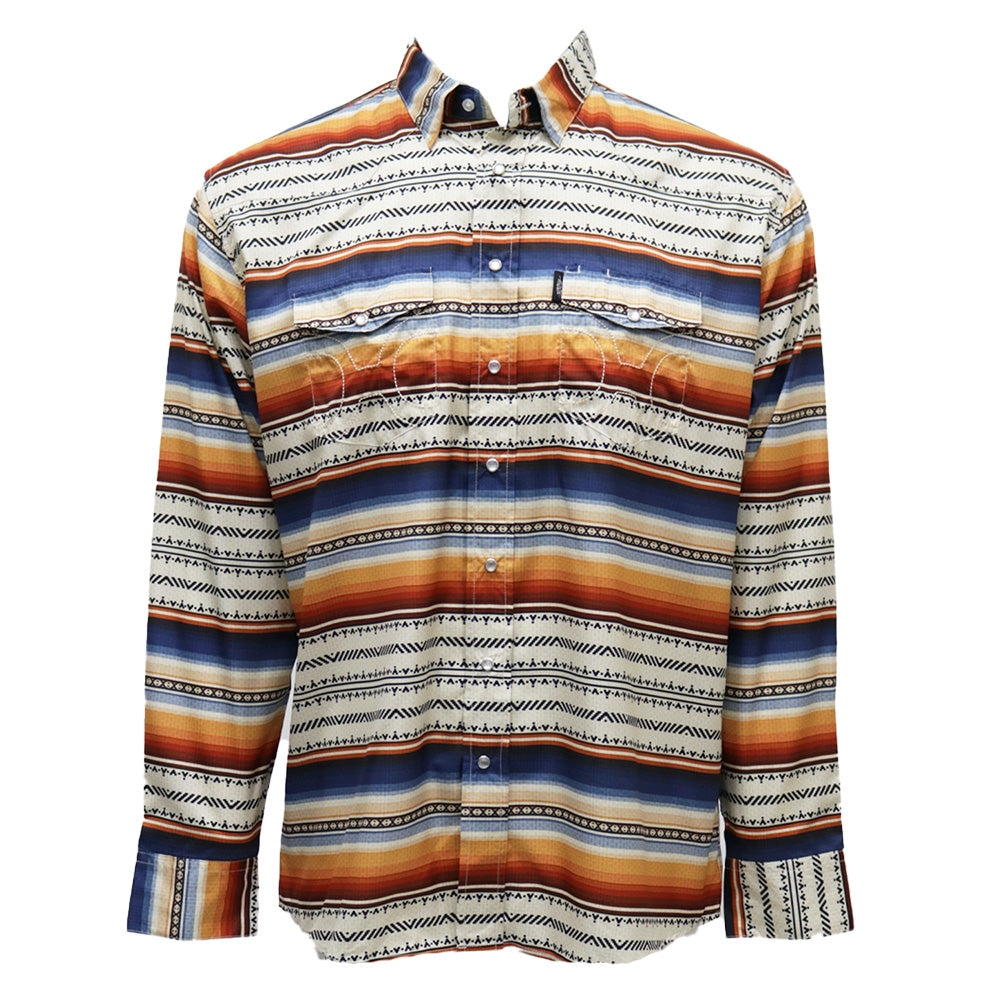"Sol" Multi-Color Serape Long Sleeve Pearl Snap Shirt