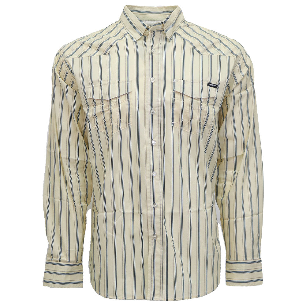 "Maverick" Long Sleeve Button Up Shirt White w/Pin Stripes