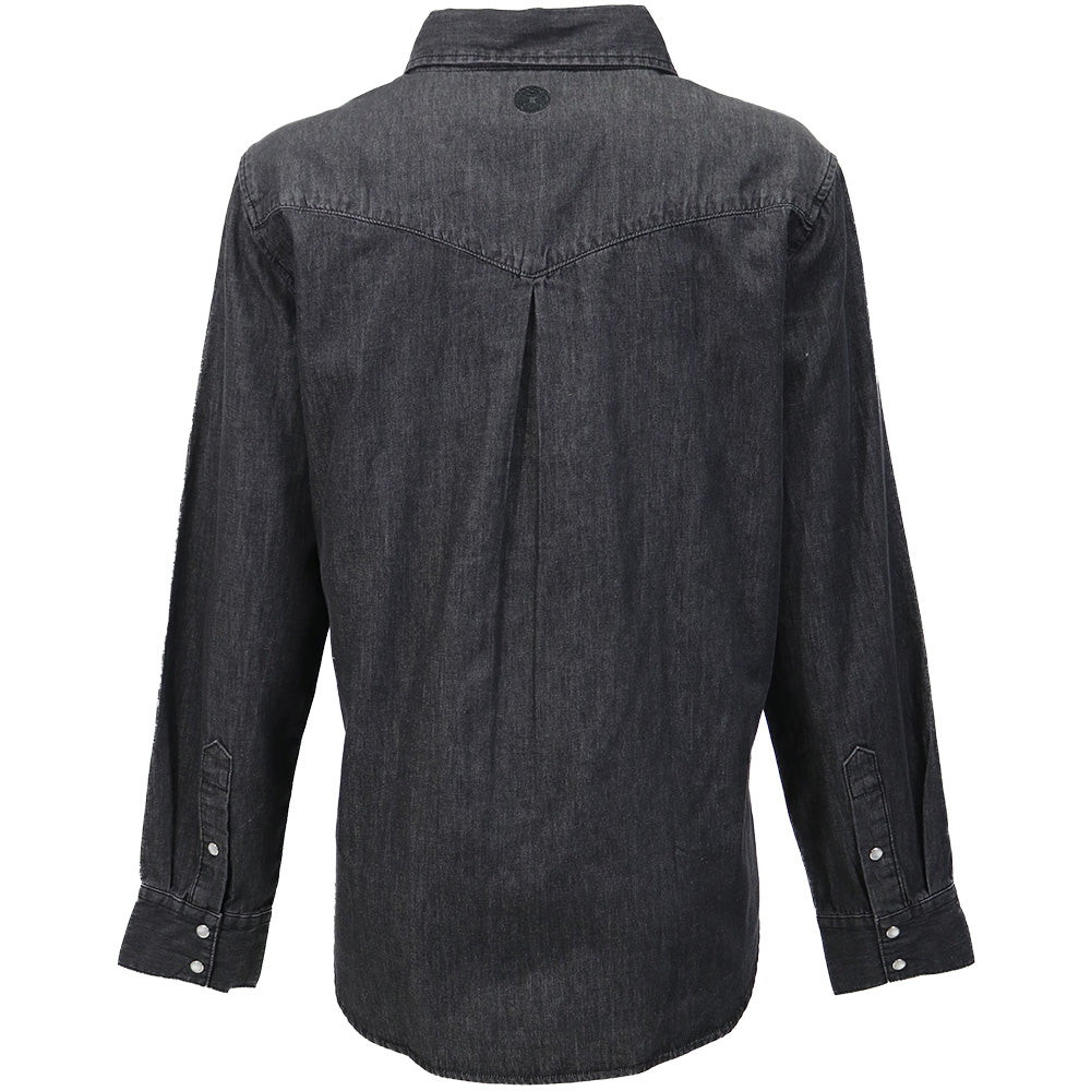 "Del Denim" Ladies Chambray Long Sleeve Shirt Black