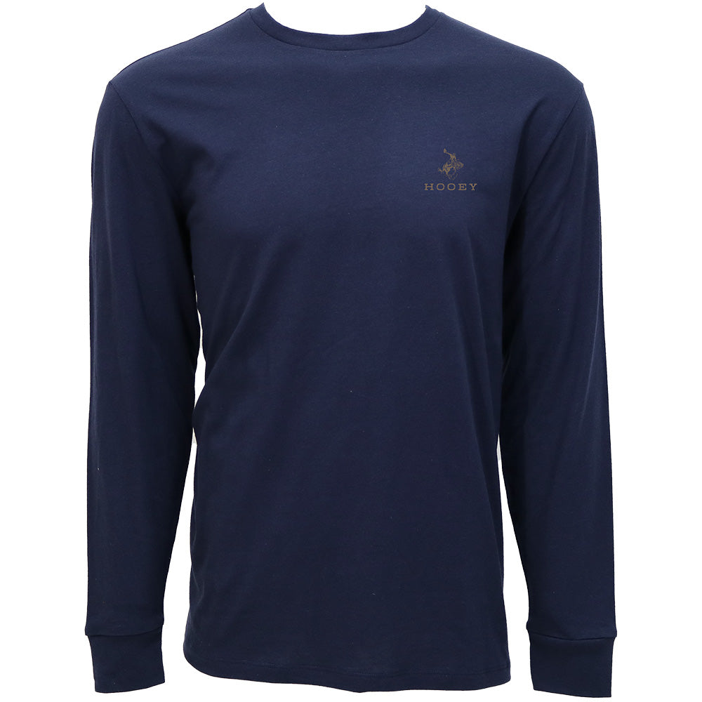 "Hooey Rocks" Long Sleeve T-shirt Navy w/Brown & White Logo