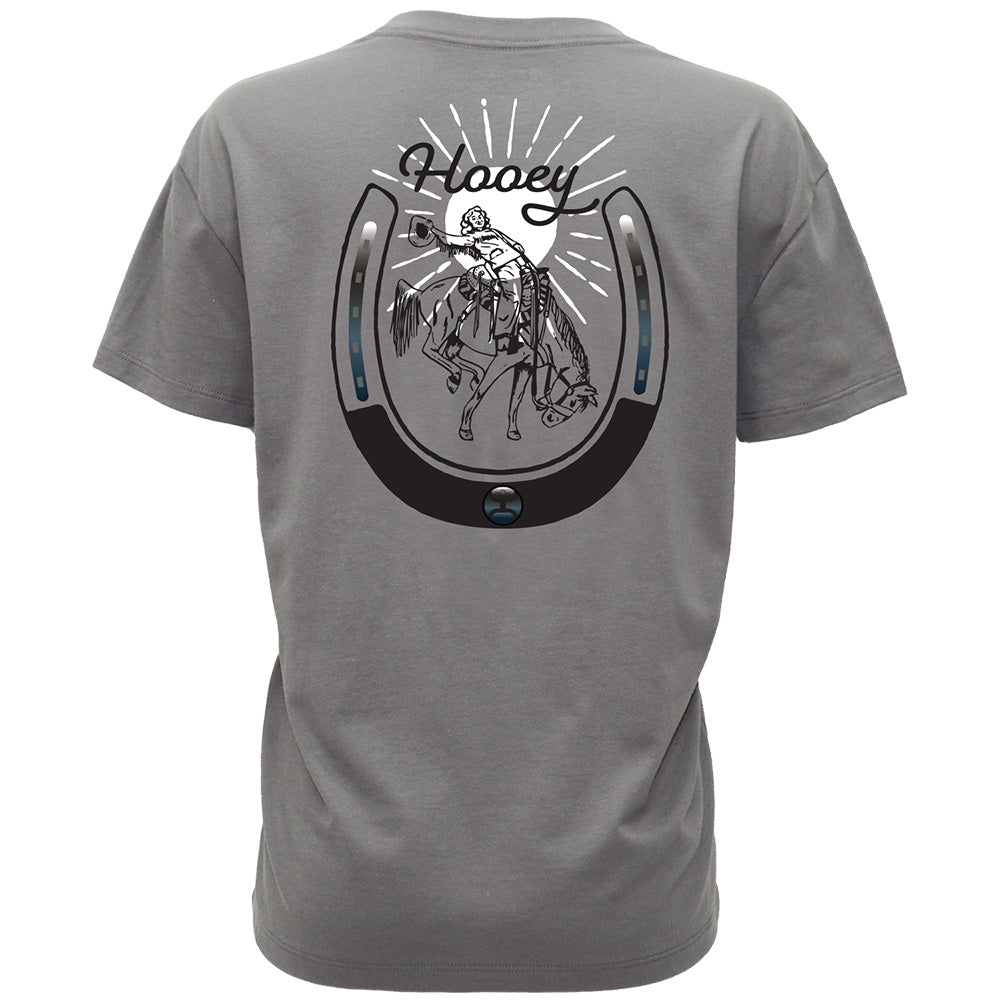 YOUTH "Lucky Rider" Dark Grey w/Black & White Horseshoe T-shirt