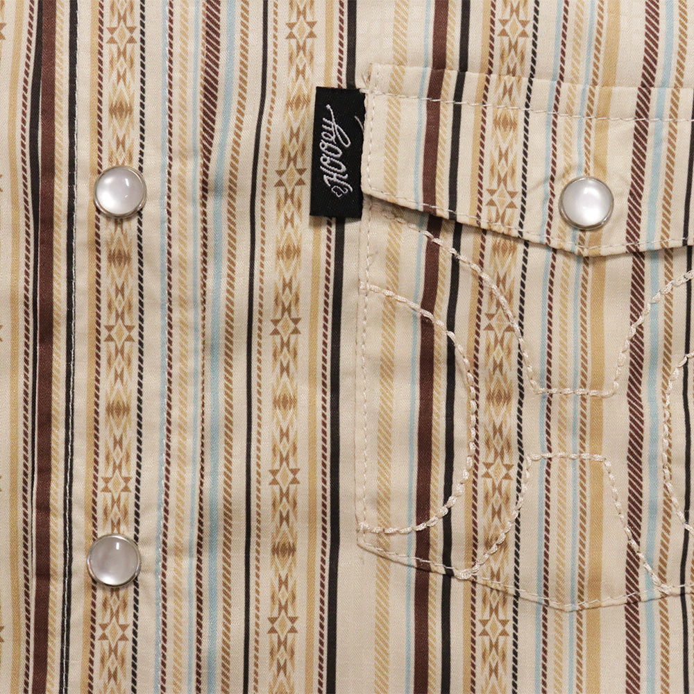 "Sol" Ladies Long Sleeve Pearl Snap Shirt Cream/Stripe