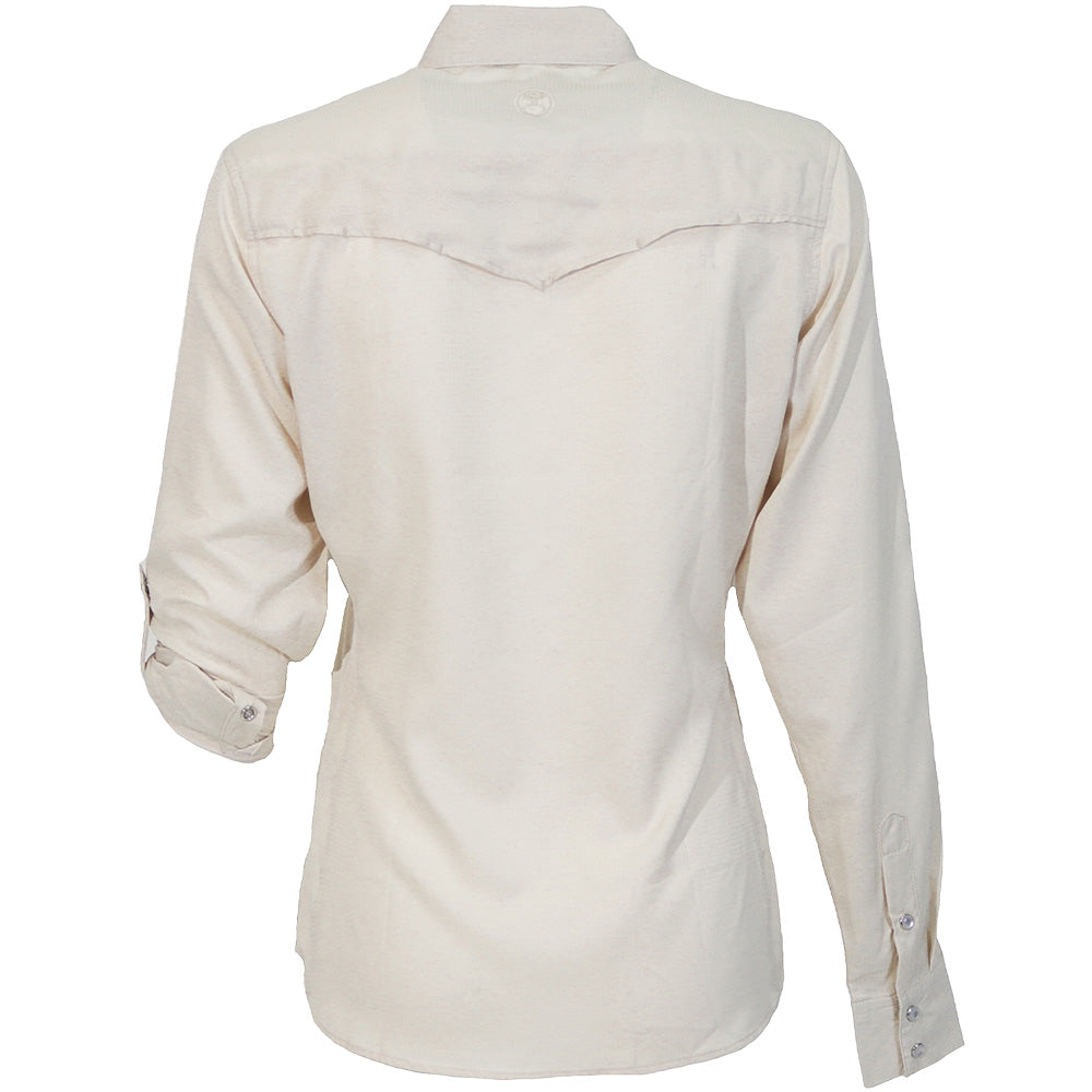 "Sol" Ladies Long Sleeve Pearl Snap Shirt Cream