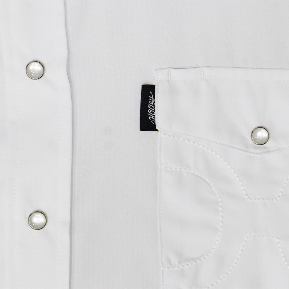 "Sol" Short Sleeve Pearl Snap Shirt White