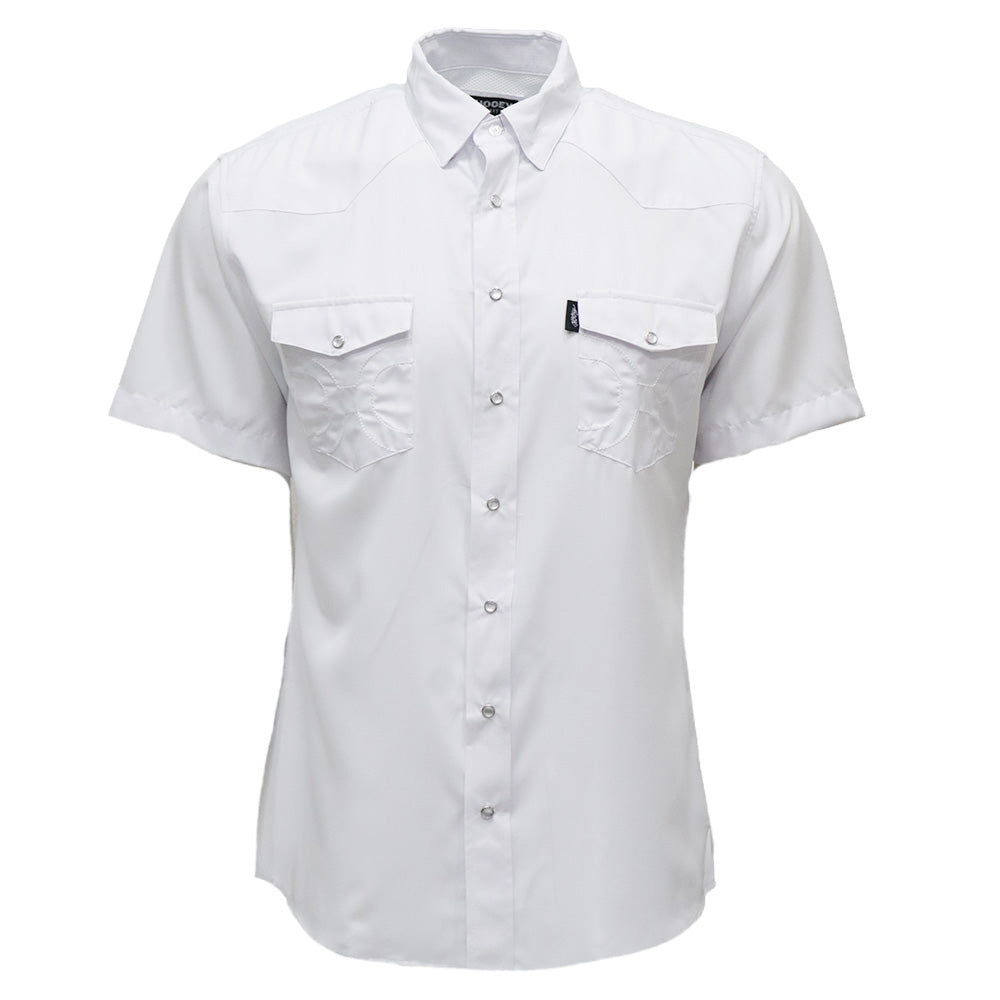 "Sol" Short Sleeve Pearl Snap Shirt White