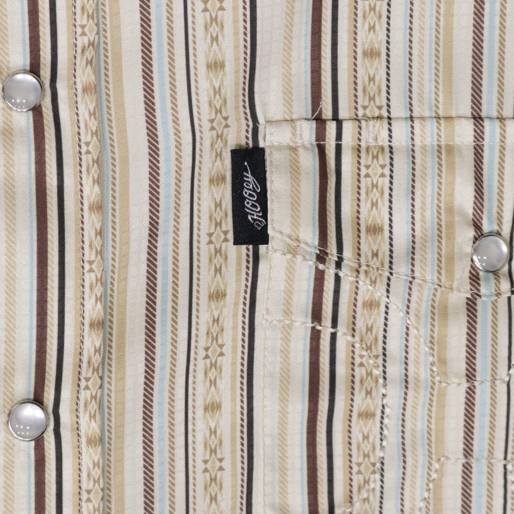 "Sol" Short Sleeve Pearl Snap Shirt Cream/Stripe
