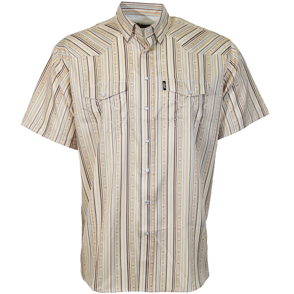 "Sol" Short Sleeve Pearl Snap Shirt Cream/Stripe