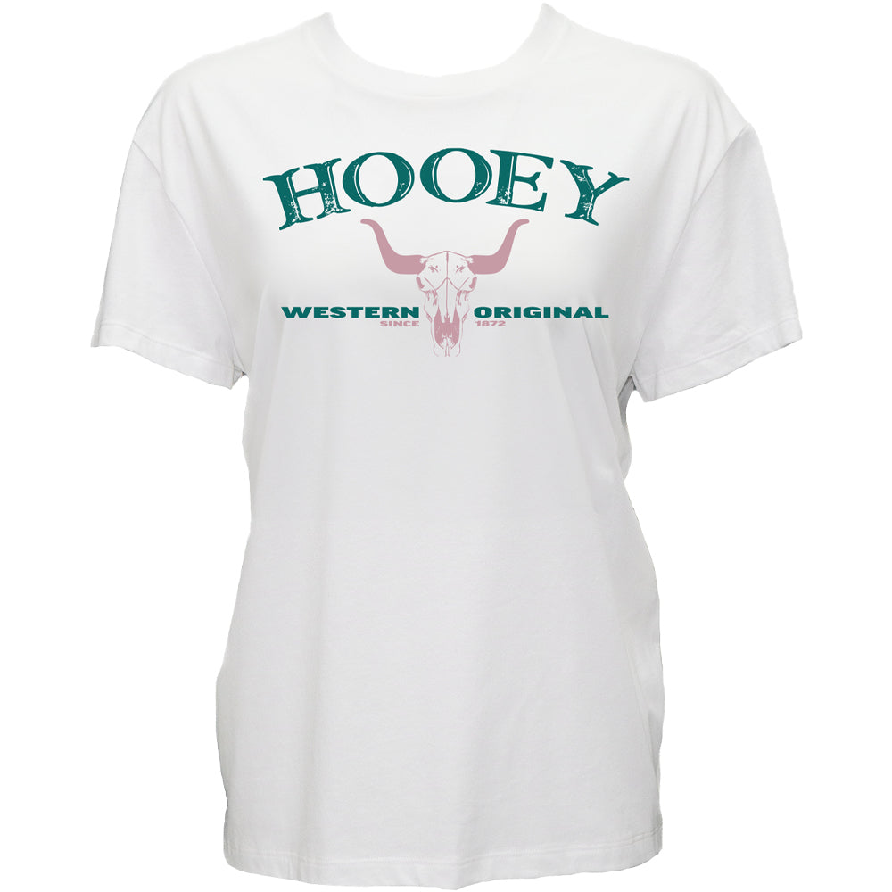 Icon Hooey T-shirt Cream w/Teal & Pink Logo
