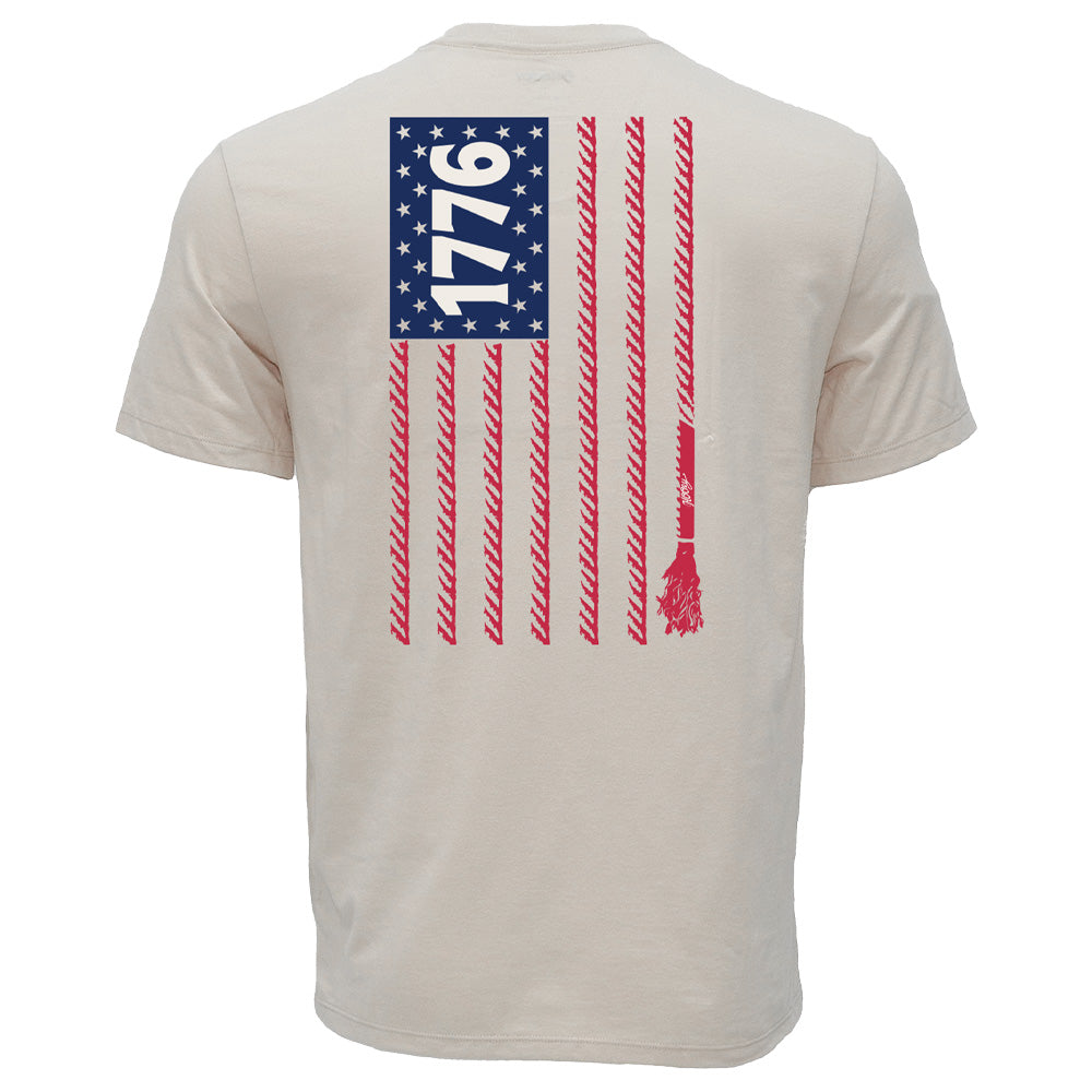 YOUTH "1776" Cream w/ Red & Blue Flag Hooey T-shirt