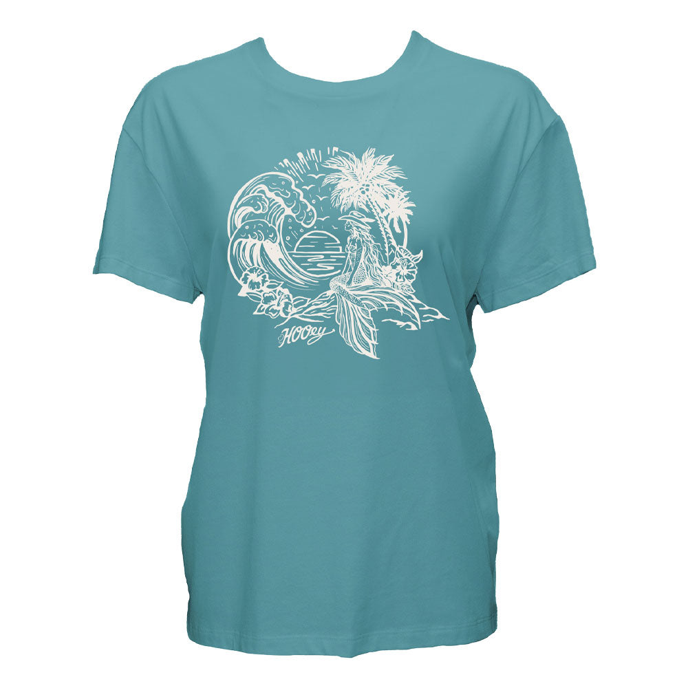YOUTH "Siren" T-shirt Teal w/White Ocean