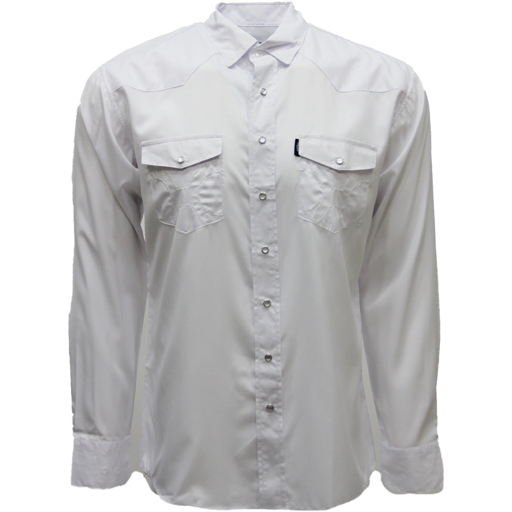 Sol Long Sleeve Pearl Snap Shirt White