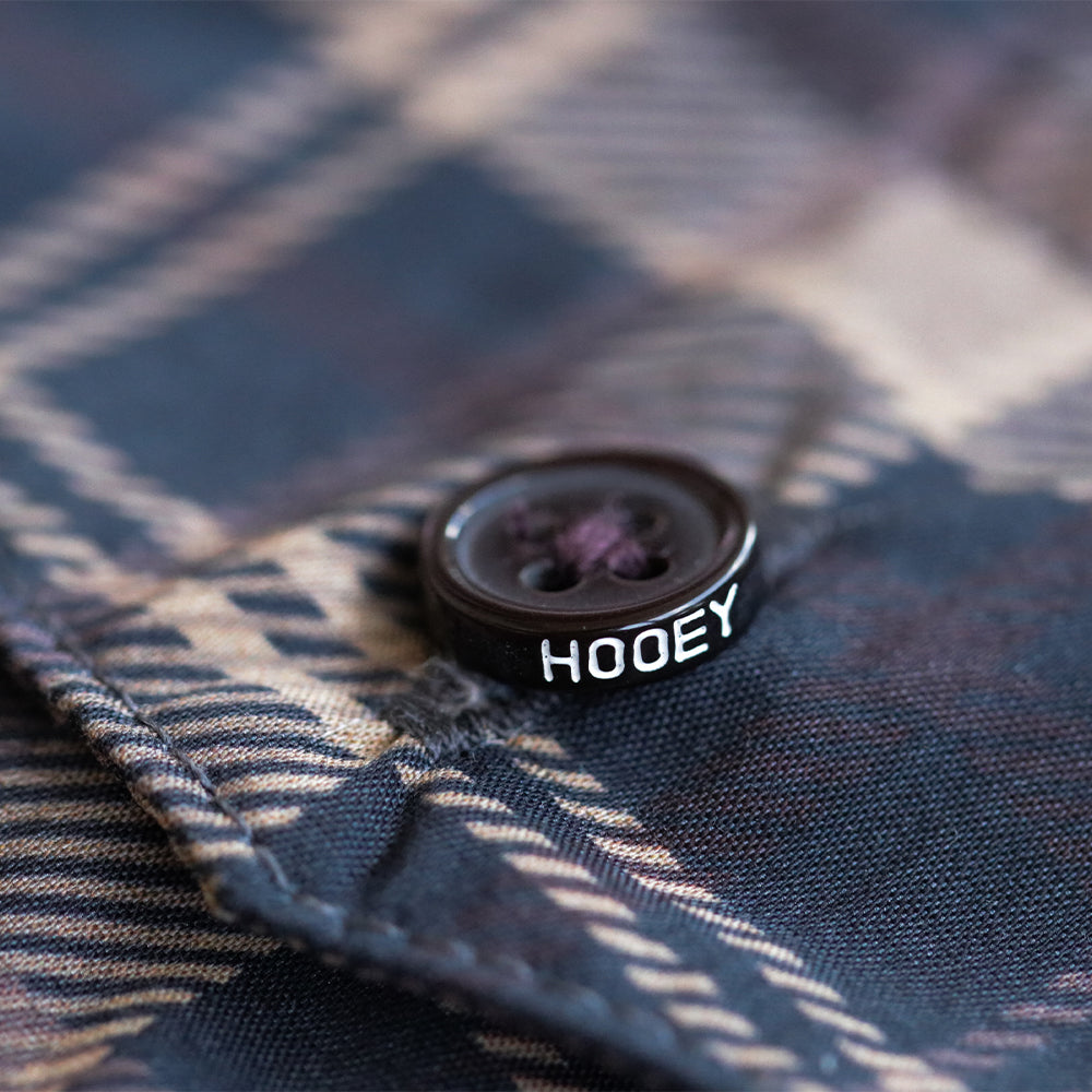 Maverick Long Sleeve Button Up Shirt Black/Brown Plaid
