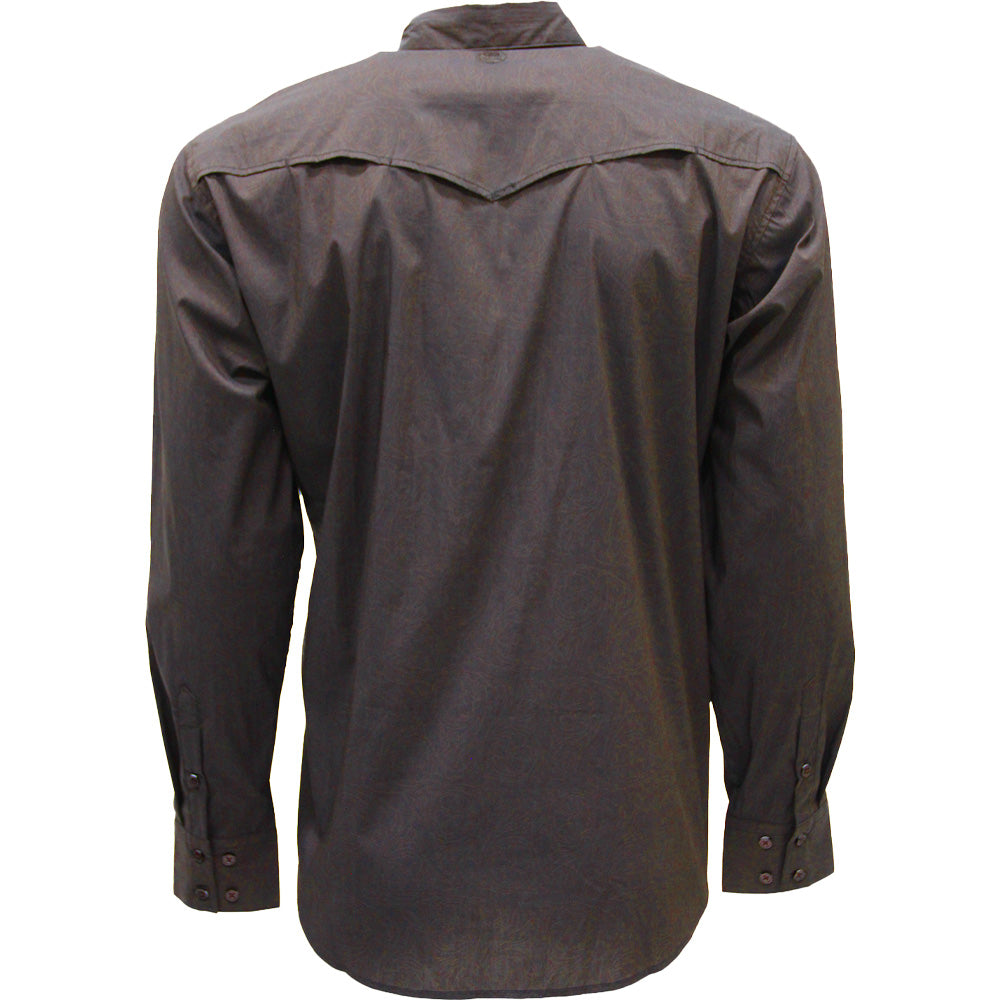 Maverick Long Sleeve Button Up Shirt Brown w/Print