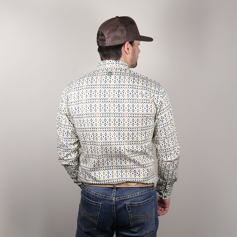 Maverick Long Sleeve Button Up Shirt Green/Aztec