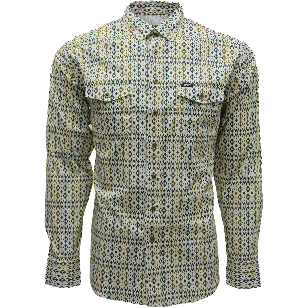 Maverick Long Sleeve Button Up Shirt Green/Aztec