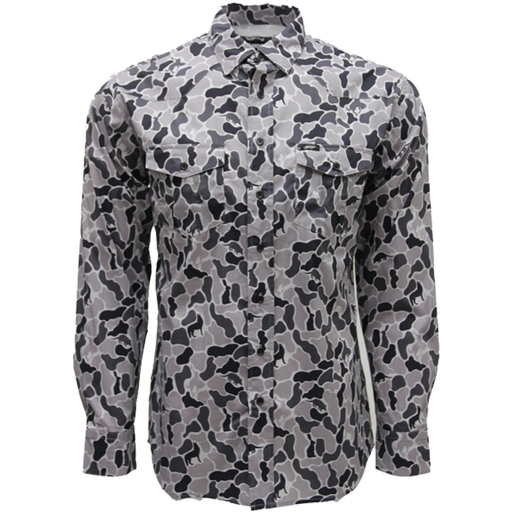 Maverick Long Sleeve Button Up Shirt Grey/Camo