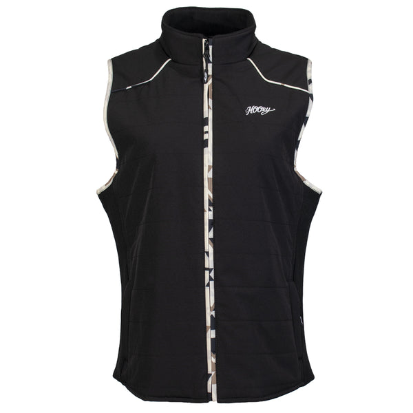 front of black and white, women's vest