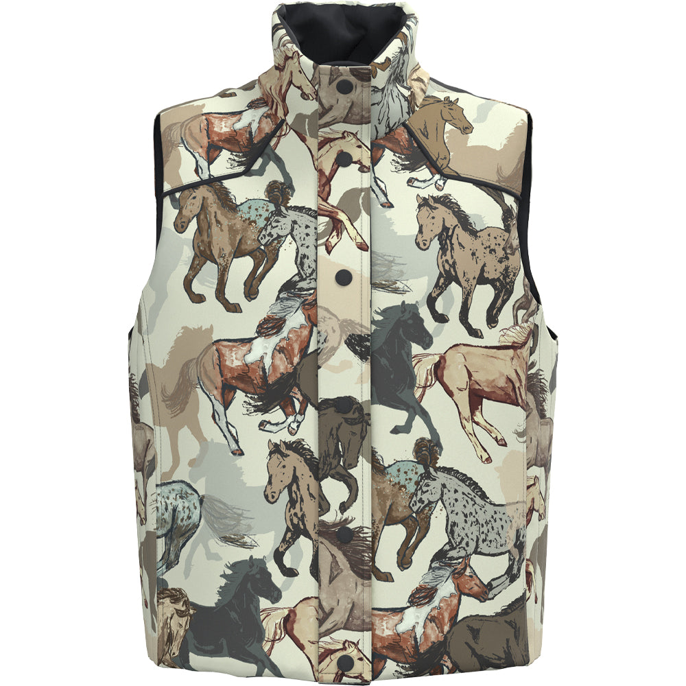 Cassidy Reversible Puffer Vest Dark Charcoal/Horse Print