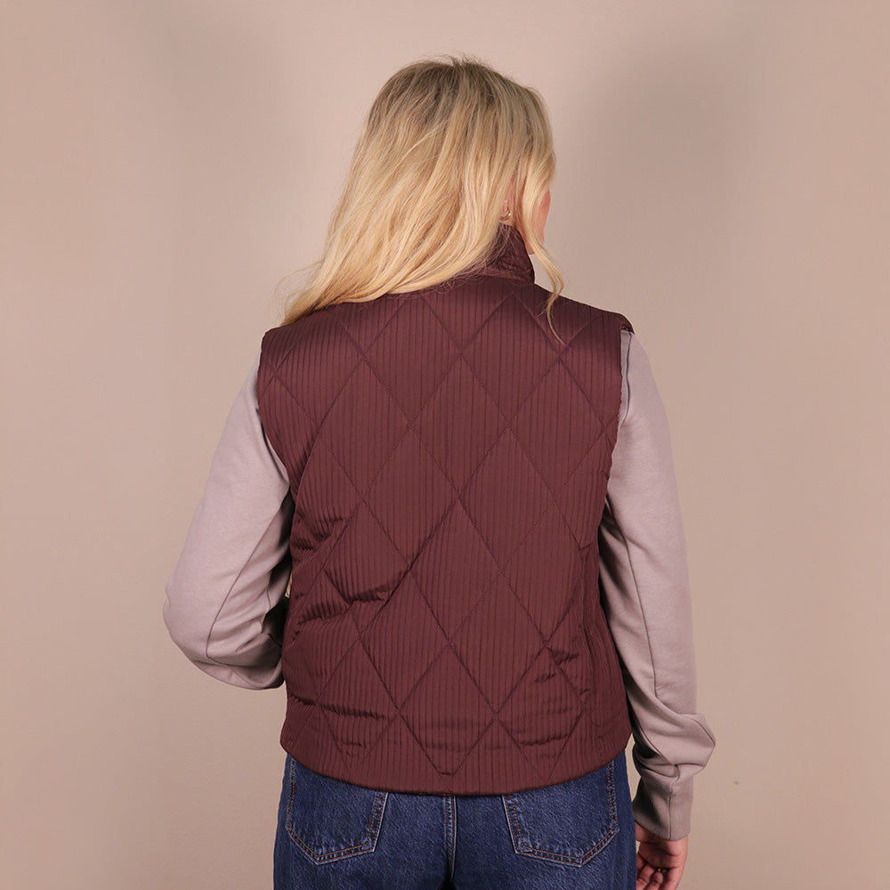 Cassidy Reversible Puffer Vest Maroon/ Print
