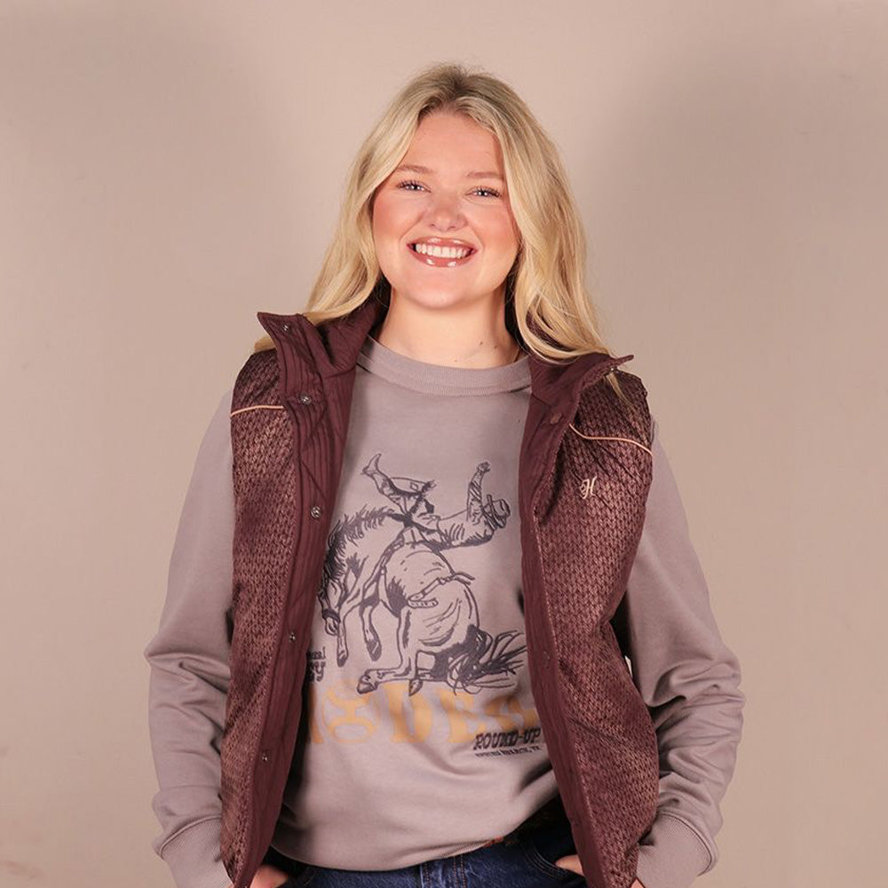 Cassidy Reversible Puffer Vest Maroon/ Print