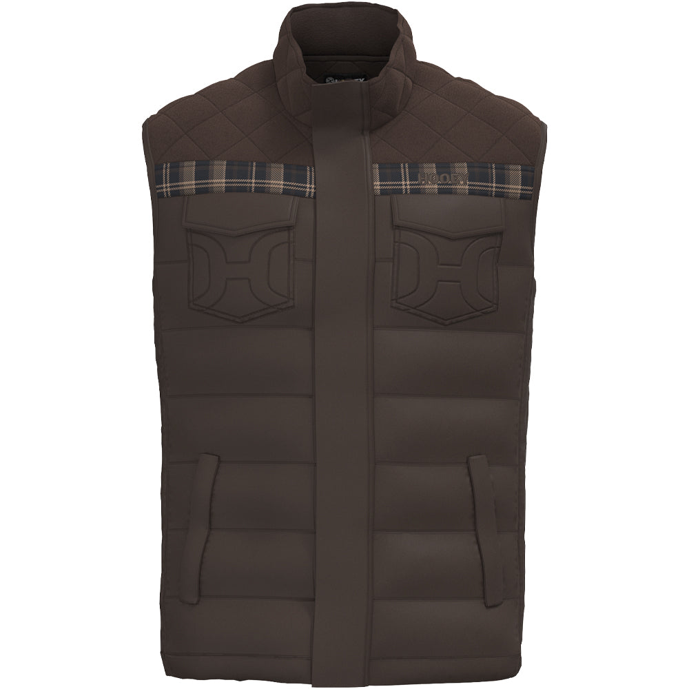 Banff Puffer Vest Dark Brown w/Plaid