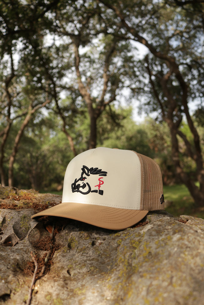 "Sniper Pig" Hat Tan w/Black & Red Logo