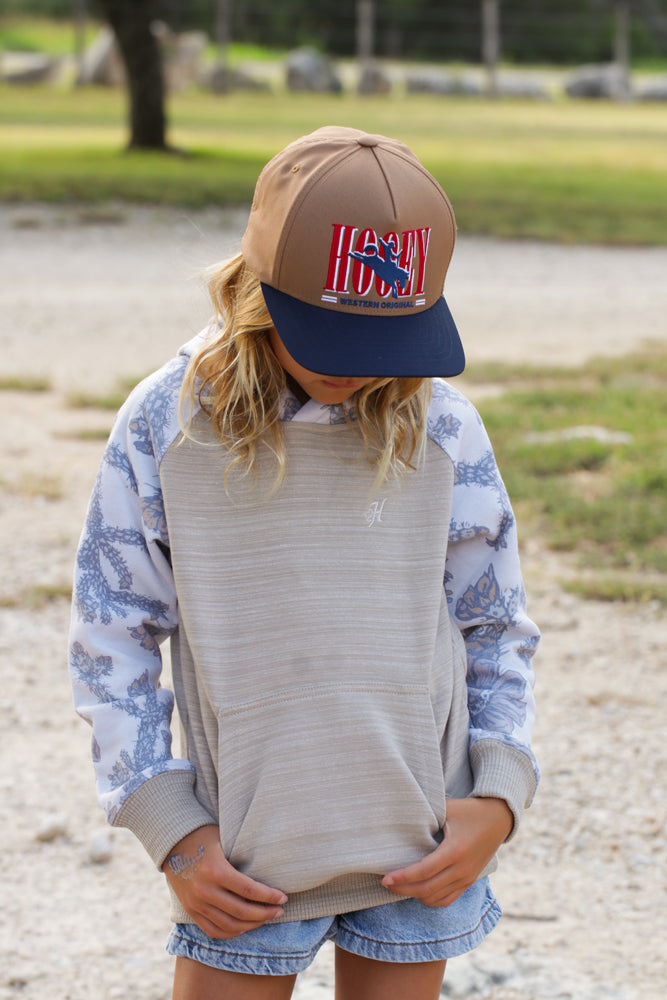 YOUTH Wild Ride 5-Panel Full Surround Snapback Hat Tan/Navy