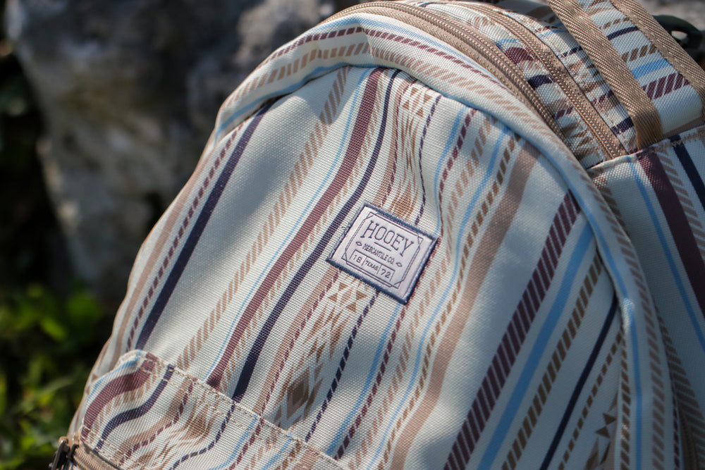 "Recess" Backpack Cream/Tan Serape Stripe