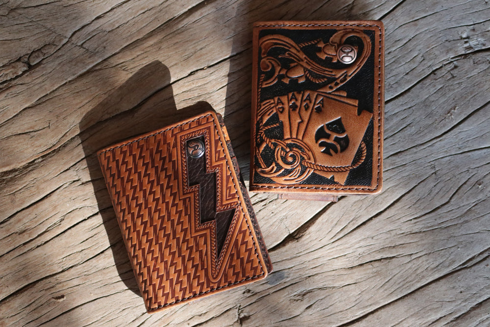 Gambler Bifold Money Clip Tan Card Embossed