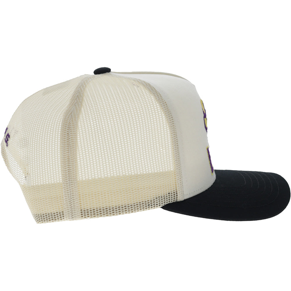 Louisiana State University 5-Panel Trucker Snapback Hat Cream/Black