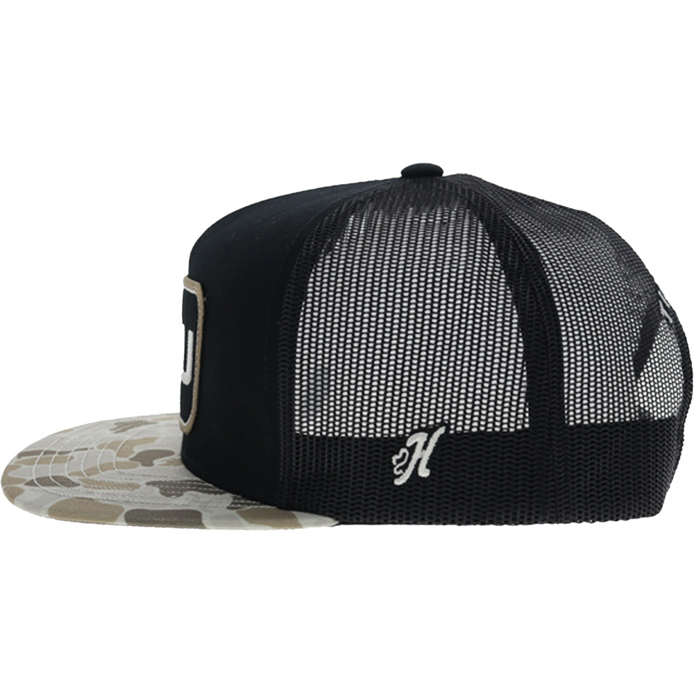 Louisiana State University 5-Panel Trucker Snapback Hat Black/Camo