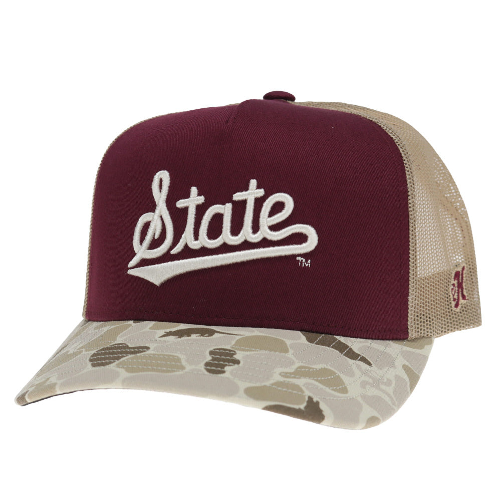 Mississippi State 5-Panel Trucker Snapback Maroon/Camo