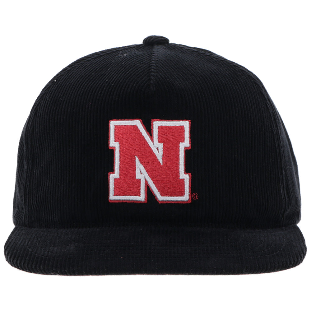 University Of Nebraska Hat Black Corduroy w/ Red N Logo