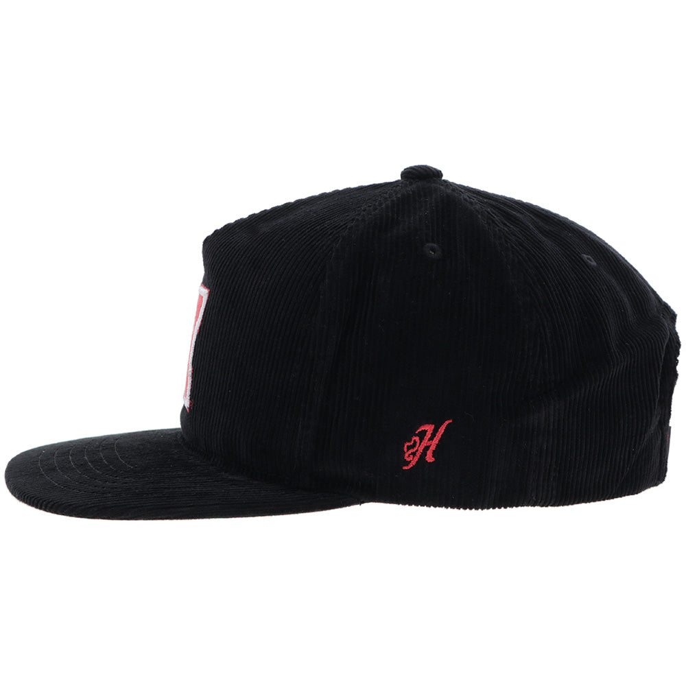 University Of Nebraska Hat Black Corduroy w/ Red N Logo