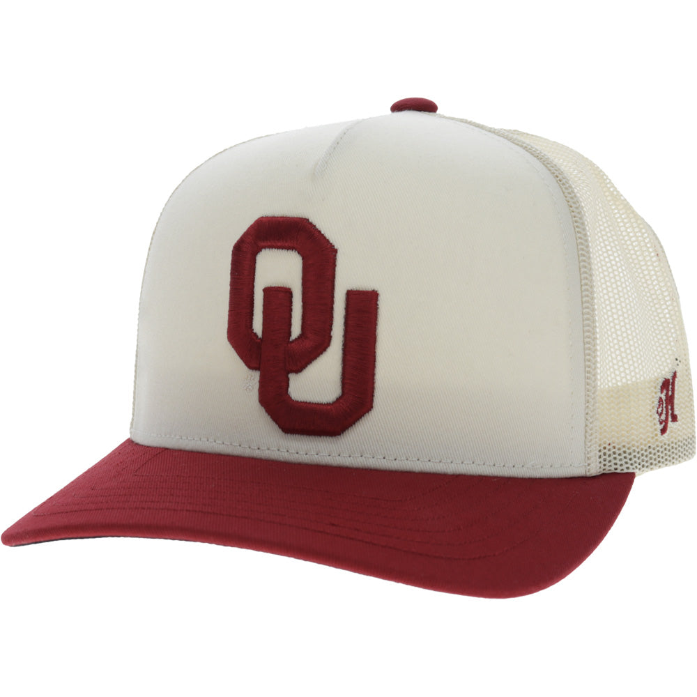 University of Oklahoma 5-Panel Trucker Snapback Hat Cream/Crimson