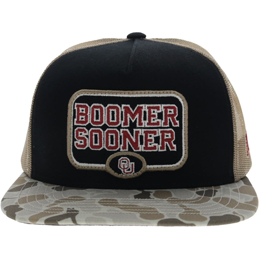 University of Oklahoma 5-Panel Trucker Snapback Hat Black/Camo