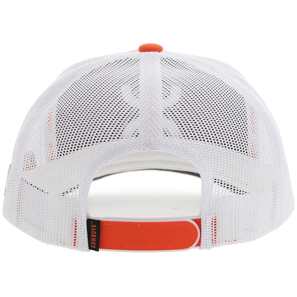 back of white and orange Hooey x OSU hat