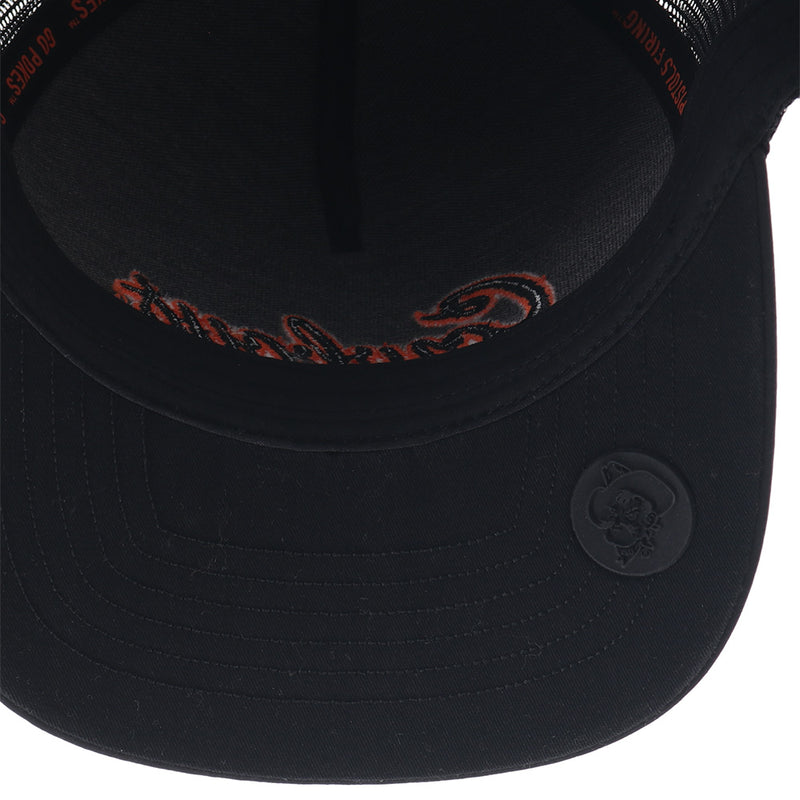 under side of solid black OSU x Hooey hat