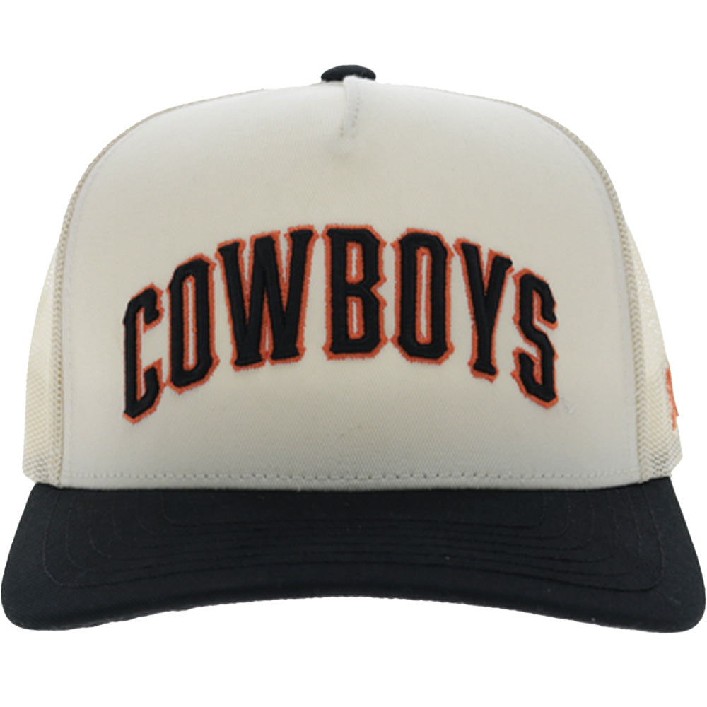 Oklahoma State 5-Panel Trucker Snapback Hat Cream/Black
