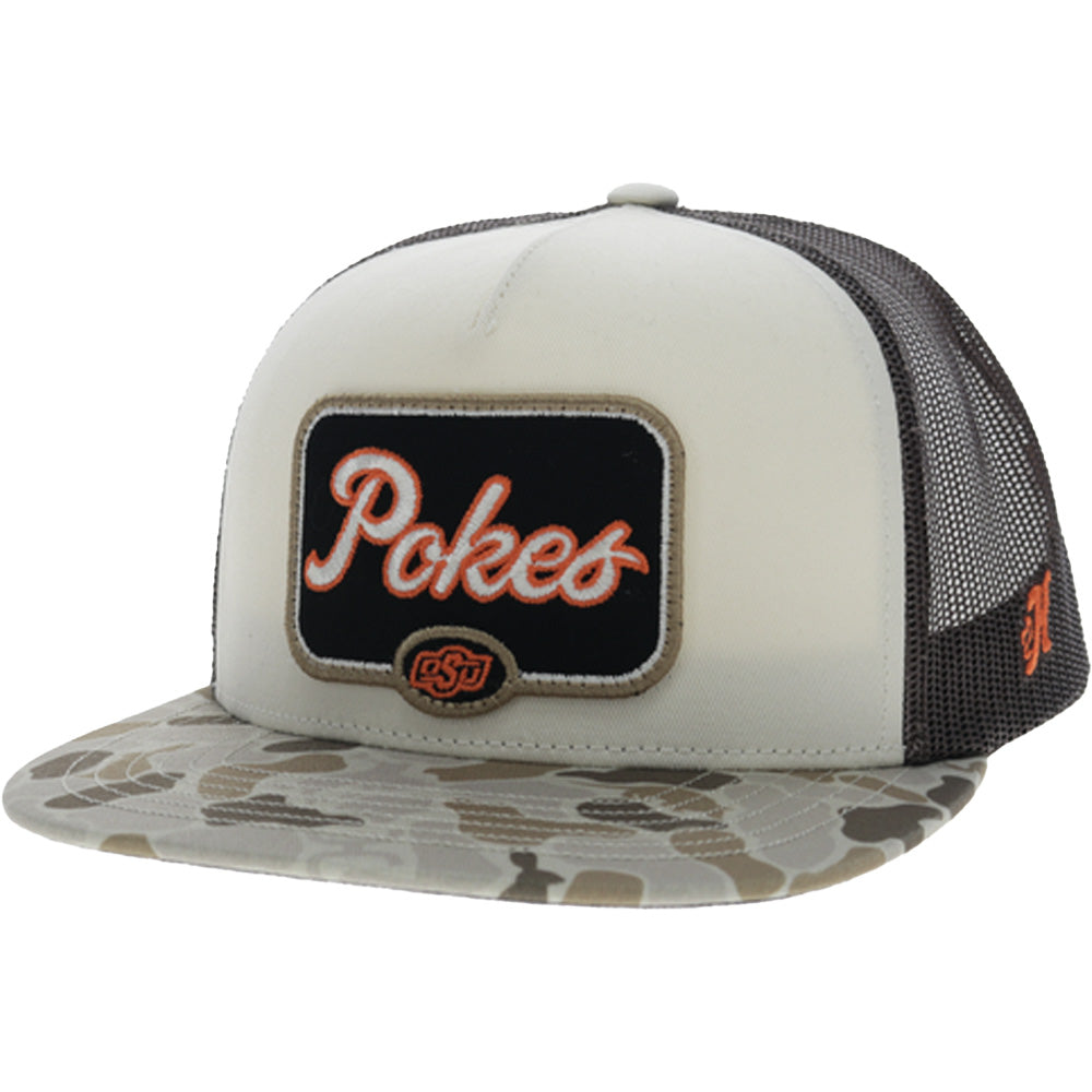 Oklahoma State 5-Panel Trucker Snapback Hat Cream/Camo