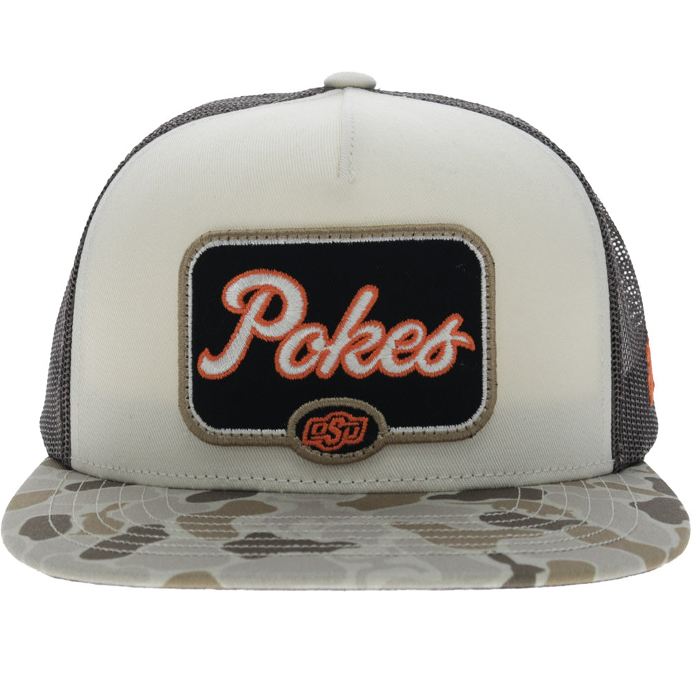 Oklahoma State 5-Panel Trucker Snapback Hat Cream/Camo
