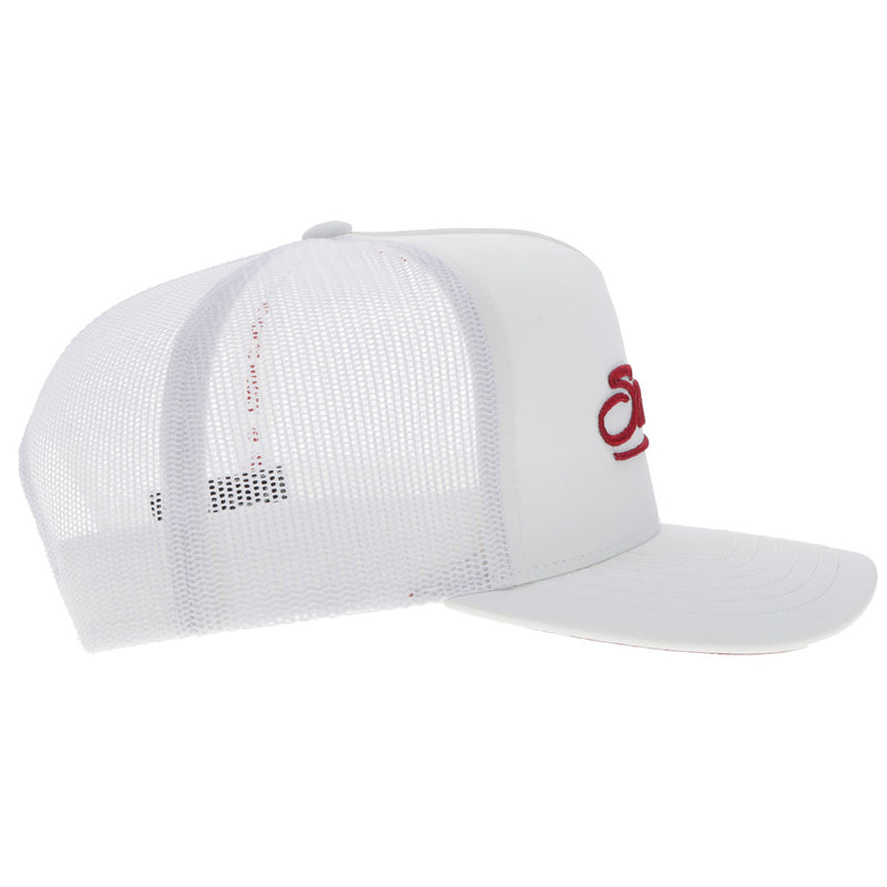 right side of white Sooners hat