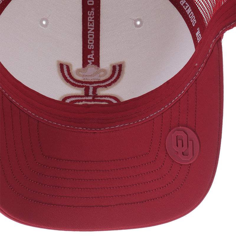 underside of red and white Oklahoma University x Hooey hat 