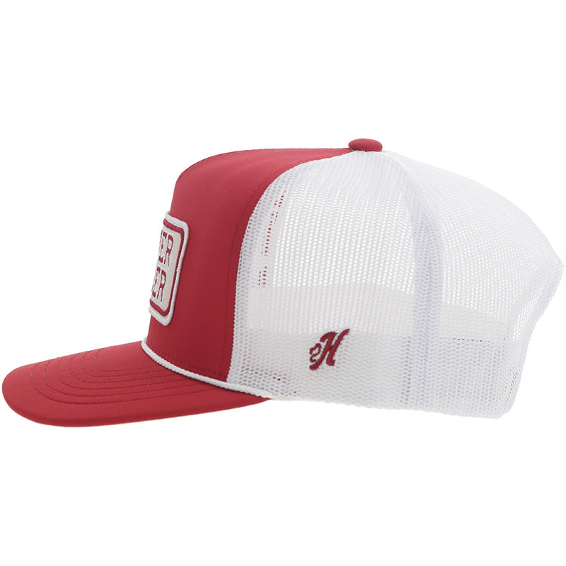 left side Boomer Sooner red and white OU x Hooey hat