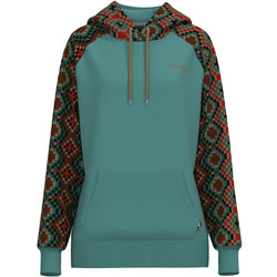 "Legendary Punchy Hoody" Turquoise w/Tan & Red Pattern