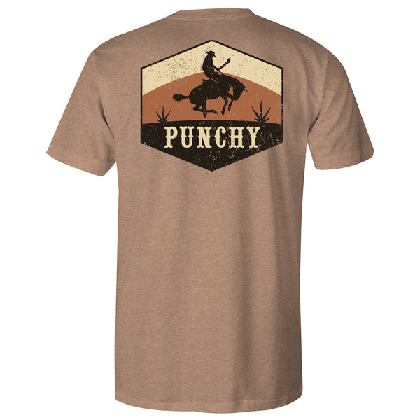 Ranchero Sienna heather tee with brown and tan artwork