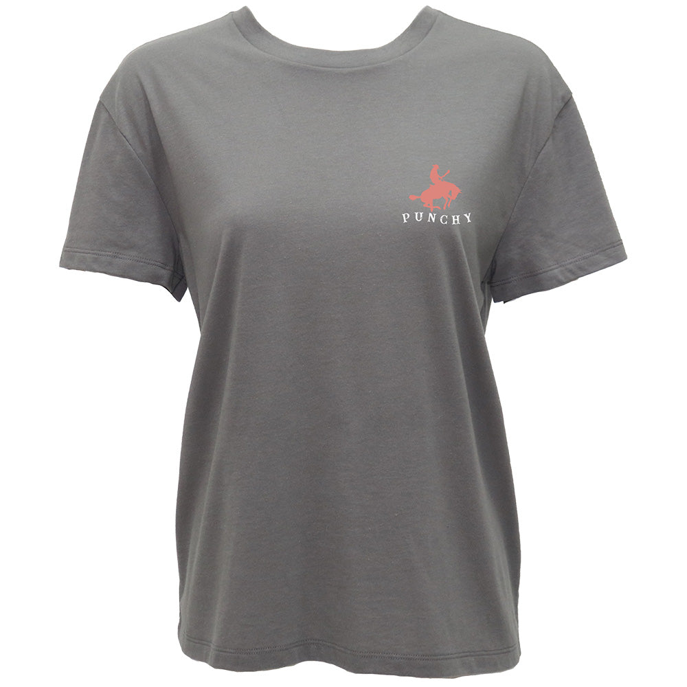 "Mustang" T-shirt Dark Grey w/Pink & Aztec